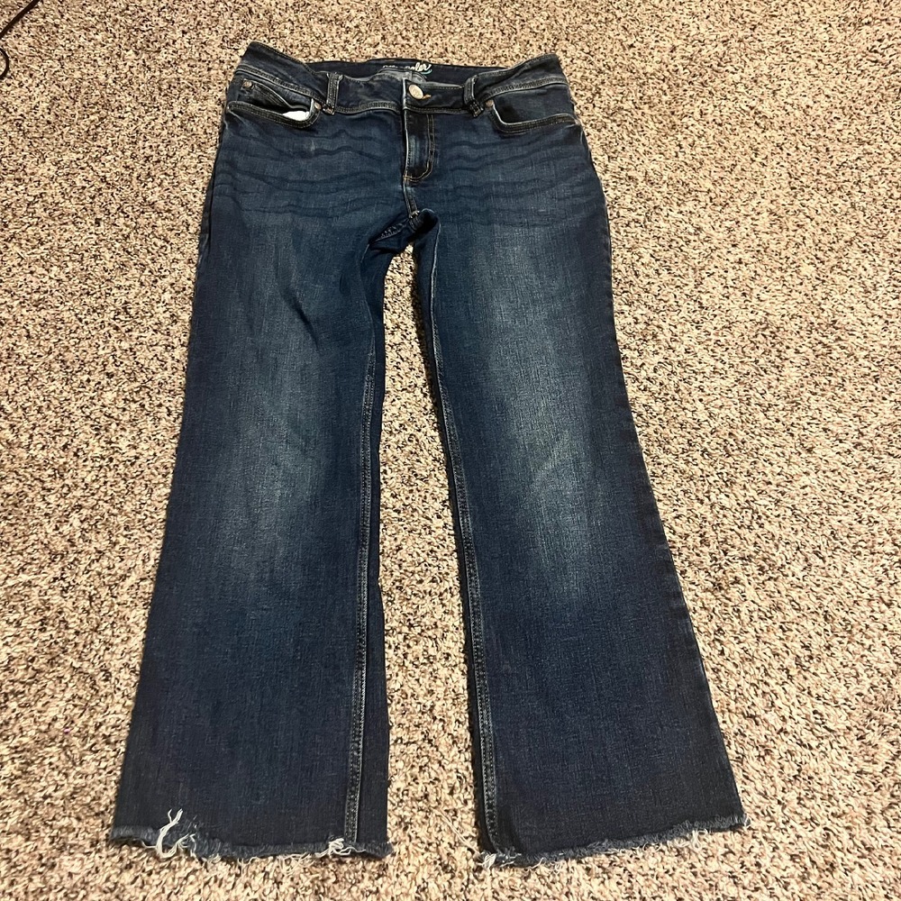 Wrangler Boot Cut Jeans Frayed Hem Dark Wash Denim Junior Size 11/12x32